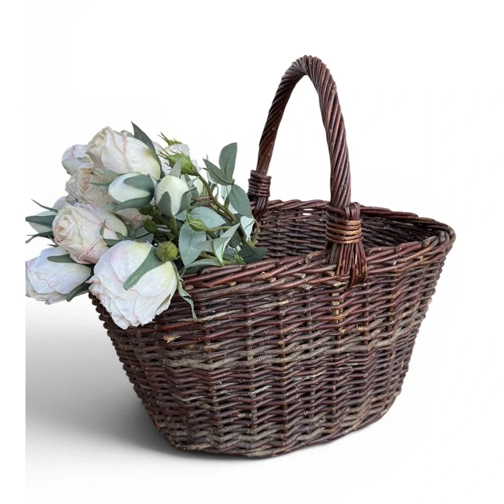 VTG Market Basket French Country Wicker Woven 18